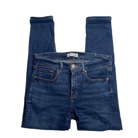 Loft Mid rise modern Skinny Crop Jeans Size 28 / 6 medium blue - Picture 2 of 9
